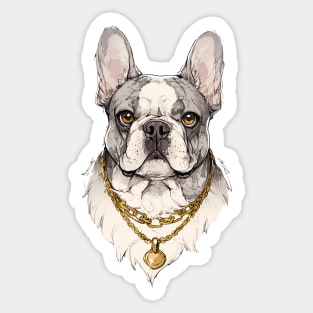 Blue Pied with Gold Chain French Bulldog Sticker